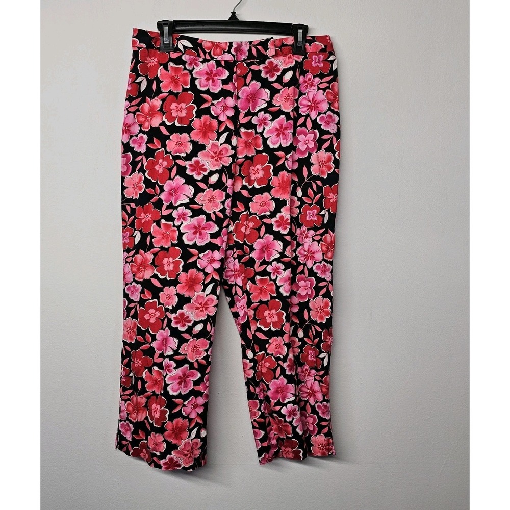 Worthington Stretch Capri Pants Size 12 Bright Colorful  Print‎ Floral Cotton